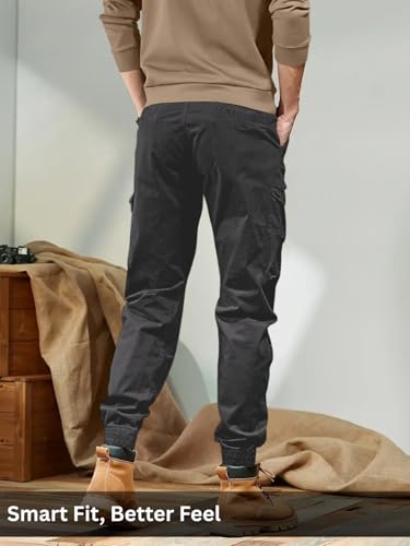 Image of Leriya Fashion Men's Cargo Pants with Pockets | Cotton Joggers for Men | 6 Pocket Jeans Pant | Casual Trousers for Men | Comfortable Casual Workwear Joggers