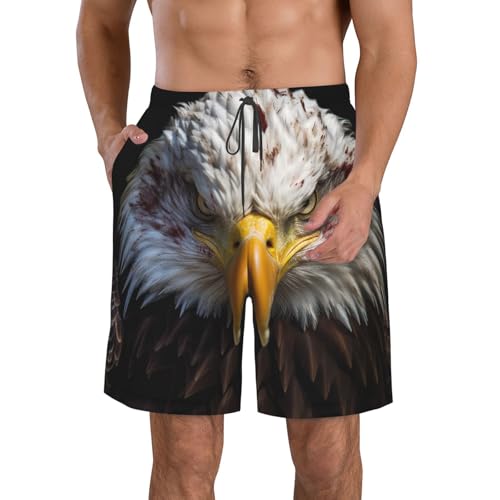 Men's Swim Trunks Bald Eagle American Flag Quick Dry Board Shorts with Pocket Swimsuit Swimwear for Men Beach Shorts