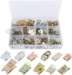150 Pcs Auto U-clips and Fasteners, Automotive Metal Spring U Type Nut Clip Assortment Universal Car Mounting Clip Rivets to Fix for Bumper Guard Plate Dash Fender Door Panel Interior