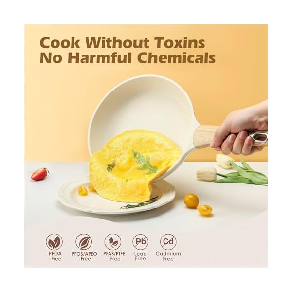Sensarte ceramic cookware sets pots and pans set nonstick 20 piece induction cookware non toxic healthy non stick kitchen cooking set with stay cool handles pfas ptfe pfoa pfos free  urban country home decor