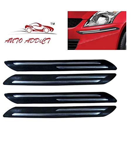 Image of Auto Addict Car Bumper Protector Guard Double Chrome Black Set of 4 Pcs for Tata Nano