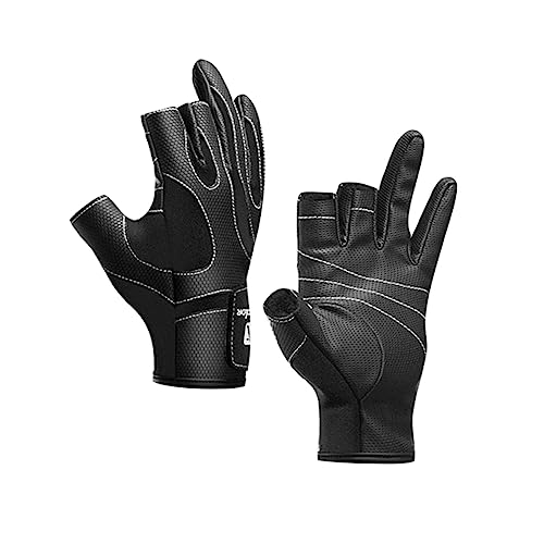 NAMOARLY Fishing Gloves Men Saltwater Half-Finger Warm Polar Fleece Lining Size l