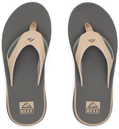 REEF Mens Cushion Fanning Flip Flop, Arch Support, Durable Outsole, Water Friendly, Tan/Grey, 12 — view 6