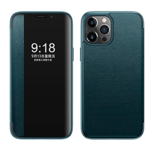 Coque iPhone 11 Pro Max rigide silicone vert et rabat fenêtre cuir