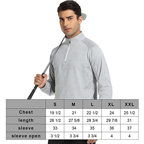 Deolax Mens Quarter Zip Pullover Solid 1/4 Zip Pullover Mens Athletic Performance Dry Fit Long Sleeve Thermal Mens Sweatshirt Mock Neck Mens Fishing Running Shirts Upf 50+ Golf Shirts For Men (Grey) #TOP6
