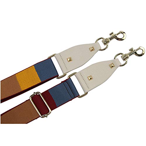 Image of Duwi Wide Purse Strap Multicolor Striped Guitar Style Strap Adjustable Canvas Crossbody Bag Strap