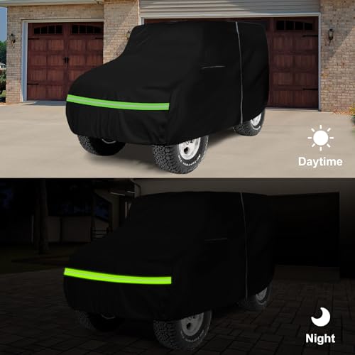 Waterproof Car Cover Compatible with 1954-1983 Jeep CJ 5 2-Door SUV, 300D All Weather Car Covers with Inner Cotton Liner and Zipper Door for Dust Snow Rain Hail Protection