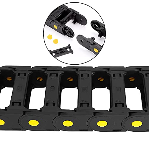 Funsuei 2 Pcs 25Mm X 70Mm(Inner H X Inner W) Black Plastic Cable Wire Carrier Drag Chain, Drag Chain With Yellow Dot 1M Length For Cnc Machine Tool, Electronic Equipment, Bridge Type #TOP3