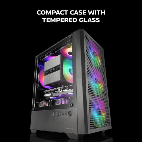 Mars Gaming MCVECTOR, Gabinete Mini tower para PC Gaming Micro-ATX y Mini-ITX, 4x 120mm ARGB FDB Fans, Vidrio Templado, Panel Mesh Frontal, Cámara Dual, Soporta Refrigeración Líquida 120mm, USB-C, Negro miniatura 2