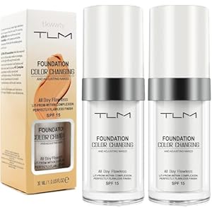 2 Pack TLM Color Changing Foundation For Aging Skin,Liquid Makeup Base Nude Face Cover Concealer Cream, Warm Skin Tone Moisturizing Cover, 30 mL, tkwwty
