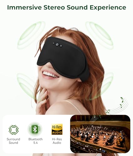 MUSICOZY Bamboo 3D Bluetooth Sleep Mask Headphones, Ultra-Soft Bamboo Fiber Wireless Sleep Headphones, Ultra-Thin Speakers, Double-Layer Detachable Eye Mask for Side Sleepers, Gifts for Men Women — view 4