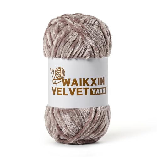 Image of Chunky Chenille Yarn for Crocheting, Baby Yarn for Crocheting Soft, Plush Velvet Yarns, 100g (87.4 yds) Fluffy Yarn for Crochet Amigurumi (Smoky Grey)