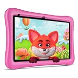 S10 Kids Tablet 10 inch, 2 GB RAM, 32 GB Storage, Quad-Core Processor, Kidoz Pre Installed, 10.1' IPS HD Display, Android OS, WiFi Tablet, Dual Camera, GPS, FM, Pink Kid-Proof Case