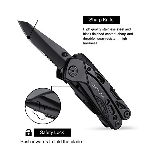 Kingmax Multitool With Pliers, Fire Starter, Whistle,Scissors,Screwdriver,15 In 1 Edc Multi Tool With Safety Locking,Perfect Survival Knife Tool Gifts For Men Women,Outdoor,Camping,Fishing #TOP2
