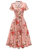 Wedtrend Women's 1950s Dress Vintage Cocktail Midi Dresses with Sleeves, Retro Theme Party Dresses...