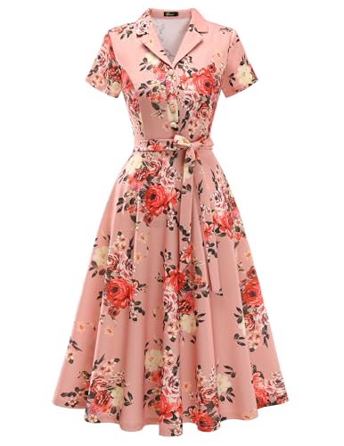 Wedtrend Women's 1950s Dress Vintage Cocktail Midi Dresses with Sleeves,