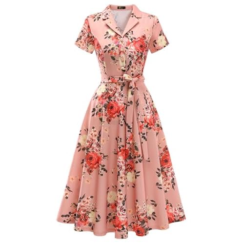 Wedtrend Women's Vintage Tea Dress, Short Sleeve Cocktail Party Dress Work Church Casual Dress