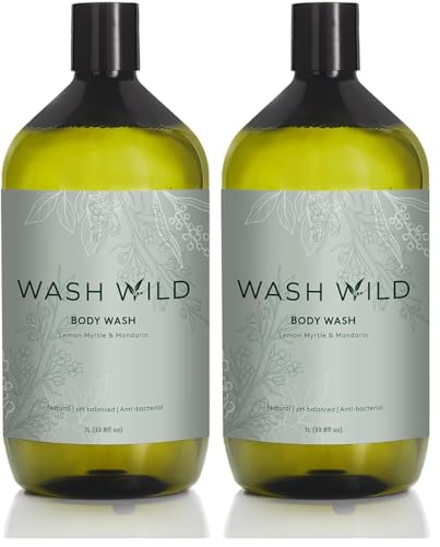 WASH WILD Body Wash 1L, Plant & Mineral Based, 100% Biodegradable (Pack of 2)