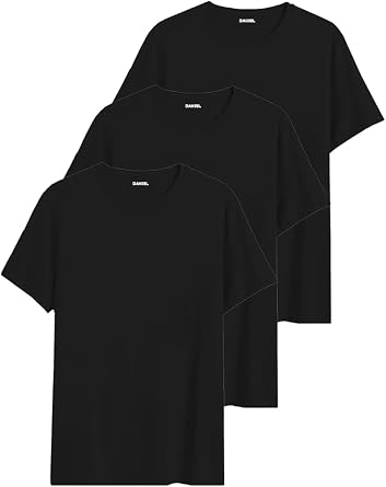 Mens 3-Piece Basic T-Shirt   100% Cotton   Comfortable Cut   For Daily Use