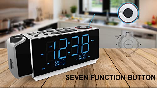 Electronic Alarm Clock Radio Time Projection,Fm Radio,Dual Alarm,Snooze,Brightness Dimmer,Usb Charging Port,1.8 '' Big Display,Earphone Jack, Night Light Itoma Cks509 #TOP5