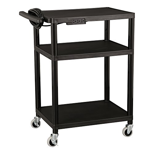 Norwood Commercial Furniture Adjustable-Height Mobile Black Plastic Utility Av Cart With Power Strip, Nor-Oug1042-So #TOP1