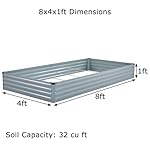 8x4x1ft(2 Pack) Galvanized Raised Garden Bed,Outdoor Planter Box Metal Patio Kit Planting Bed for Vegetables Flowers Herb,Grey - Image 2
