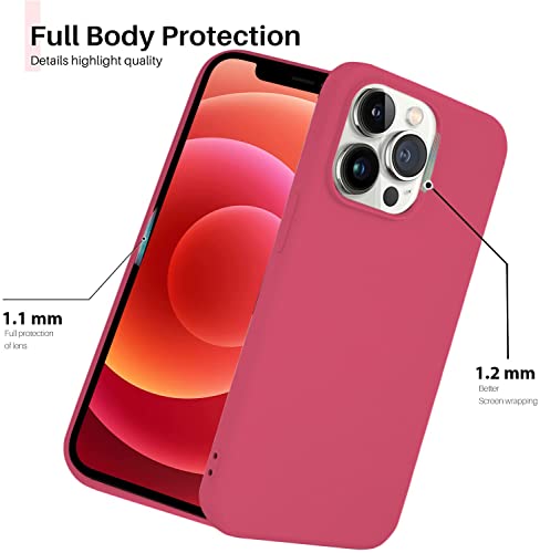 Image of DIZORO Microfiber Candy Case Compatible for i Phone 13 Pro Max Shockproof Slim Back Cover Liquid Silicone Case - Hibiscus
