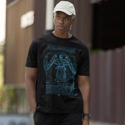 Ripple Junction Doctor WHO Men’s Short Sleeve T-Shirt Vitruvian Weeping Angel Time Travel TV Series Officially Licensed