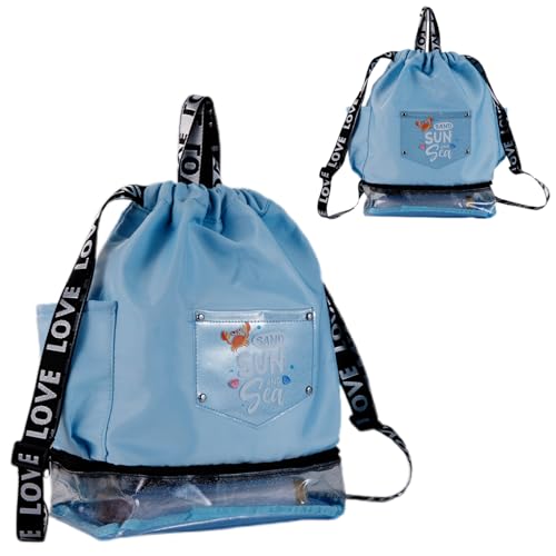 プールバッグ 女の子 ネームタグ付き ナップサック 2層式 男の子 乾湿分離 透明 キッズ おしゃれ 子供 ビーチバッグ プールバック プール 水泳 スイミング バッグ 小学生