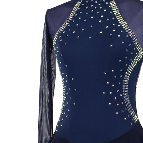 Vestido Feminino De Patinação Artística, Vestido De Competição Para Adultos, Mangas Compridas, Gola