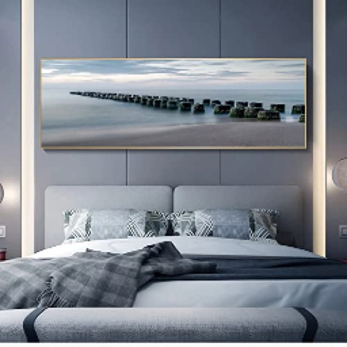 Paysage marin sur toile 45x130cm idéal pour illuminer votre mur de salon ou de chevet