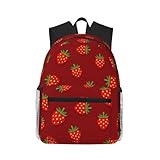 Novastar Mochila de viaje para portátil para hombres y mujeres, bonita mochila ligera de fresa roja con correas de transporte ajustables, mochila de playa resistente al agua, mochila de viaje con