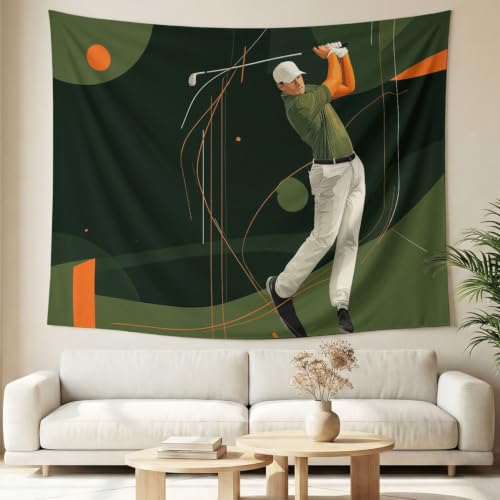 Tapisserie de salon décoration murale géométrique portrait minimaliste golf