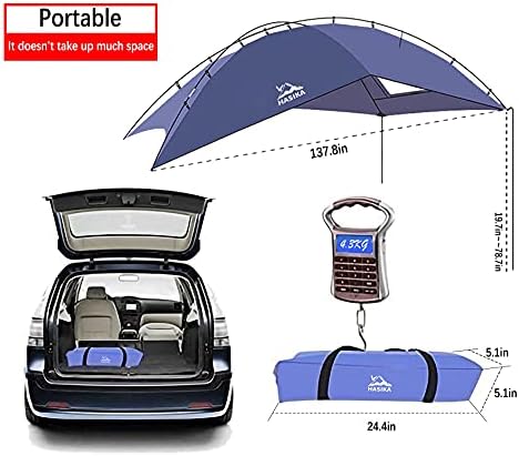 Versatility Drive Away Awning Car Tent for SUV RVing,Campervan,Truck, Trailer and Overlanding Lightweight Caravan Canopy Durable Tear Resistant Tarp with 2 Sandbag