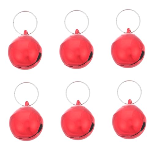 BCOATH 6pcs Round Dog Bells Dog Collar Charms Pet Pendant Lost Trainings For Collars Pet Pendant Accessories Red