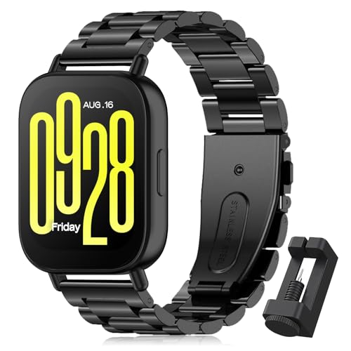 CHULN Metal Correa Compatible con Redmi Watch 5 Active/Redmi Watch 5 Lite, 22mm Ajustable Aceros Inoxidables Pulsera de Repuesto para Smartwatch.(No host)