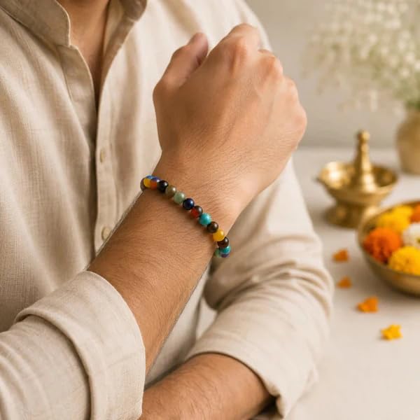 Image of Beaded Bracelet for Men & Women | Stretchable Handmade Prayer Meditation Yoga Wrist Bracelet | Stylish Everyday Wear | Free Size