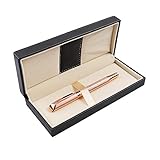 Penneed Rollerball Pen Gift Set for Women with Nice Box for Executive Office Birthday Gel Black Ink Pens Refillable 0.7mm G5 (Rose Gold)