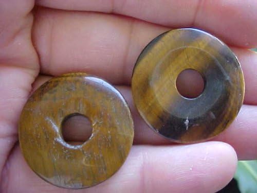 E9520 Gemqz Tiger EYE Loose Donut Pair Africa !!!
