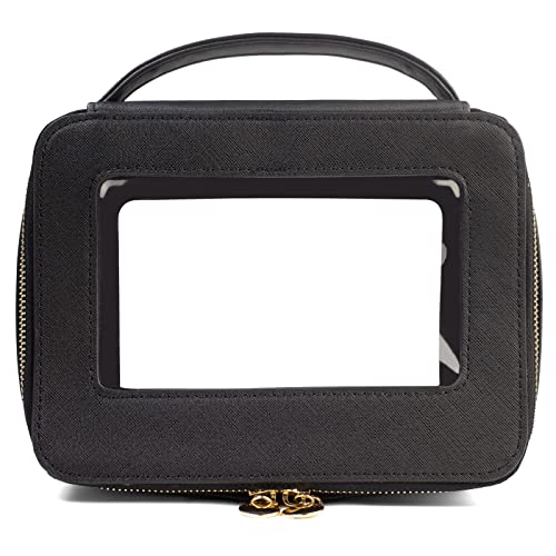 LETGO Clear Makeup Bag, TSA Approved Toiletry Organizer with Zipper, Fit Carry-on Travel Essentials, Cosmetic Bag for Women Men (Black)