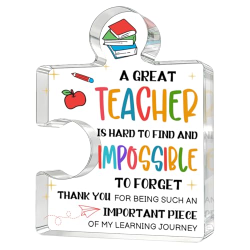 Teacher Appreciation Gifts Teacher Gifts for Women Men Acrylic Puzzle Shaped Gift 4×4 Inch for Birthday Christmas Teacher Retirement Graduation Gift for Home Office Decor