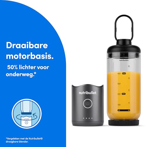 Nutribullet Flex 590ml, Draagbare Blender met Drinkdeksel, Afneembare Messen, USB-C Oplaadbaar, Ijs Crushen en Bevroren Fruit, Draaglus, To-Go Blender met BPA-Vrije Beker, NBP013GM, Grijs - Afbeelding 5