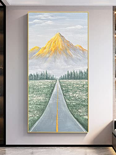 Art mural moderne abstrait en feuille d'or pour un couloir de luxe