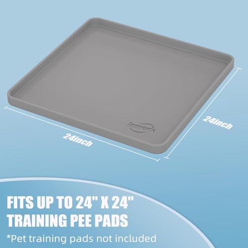IMMCUTE-Pee-Pad-Holder-Fits-Up-to-24-x-24-Training-Pads-Silicone-Non-Slip-Dog-Potty-TrayHigh-Edge-Puppy-Pad-Holder-Tray-for-Easy-Cleaning-with-8-Holder-Clamps-for-Puppy-Potty-Training IMMCUTE Pee Pad Holder Fits Up to 24 x 24 Training Pads Silicone Non Slip Dog Potty TrayHigh Edge Puppy Pad Holder Tray for Easy Cleaning with 8 Holder Clamps for Puppy Potty Training