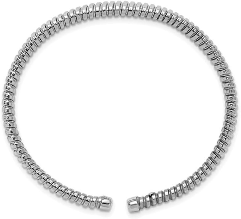 Sterling Silver Grooved Cuff Bangle Bracelet - Image 3