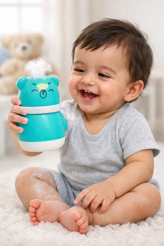 Image of Baby Skin Care Powder Talcum Puff Case Cum Container Box Reusable Refillable for Baby Body And Face Grooming BPA Free (DESIGN 6)