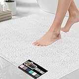 Gorilla Grip Original Luxury Chenille Bathroom Rug Mat, 30x20, Extra Soft and Absorbent Shaggy Rugs, Machine Wash Dry, Perfect Plush Carpet Mats for Tub, Shower, and Bath Room, White
