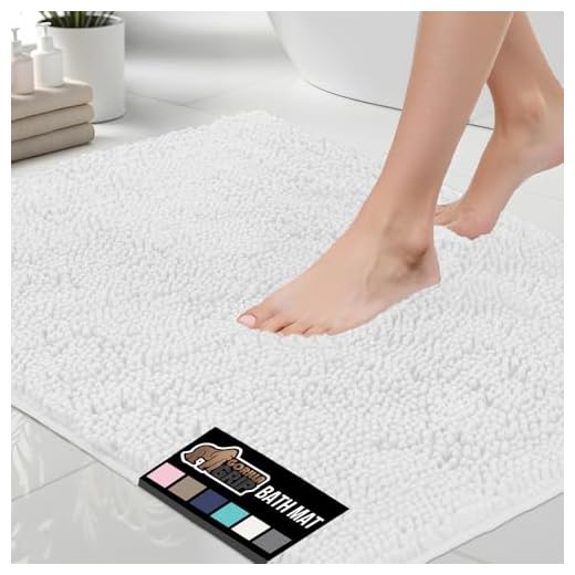 Gorilla Grip Original Luxury Chenille Bathroom Rug Mat, 30x20, Extra Soft and Absorbent Shaggy Rugs, Machine Wash Dry, Perfect Plush Carpet Mats for Tub, Shower, and Bath Room, White