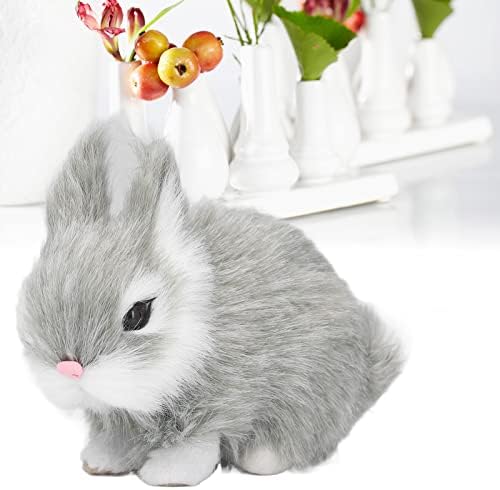 Miniatura 5 de Conejos de peluche en miniatura, conejos de animales de imitación, conejos de peluche en miniatura, material de felpa de plástico, suave y cómodo,