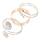 GLEAVI Pulseras Brazalete Mujer 3 Piezas Conjunto de Brazaletes de Oro Apilados Geométricos para Brazo Superior, Pulsera Rellena de Oro Color Dorado, Joyas para Boda y Ocasiones